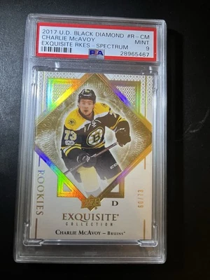 2017-18 Upper Deck Ice Exquisite Collection Charlie McAvoy Rookie RC PSA 9 - Image 1 of 2