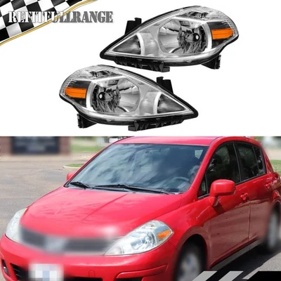 Chrome Housing Halogen Headlight For Nissan Versa 2007-2011-2012 Left+Right Side Foto 1 de 4
