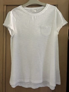 Next girls white short sleeved t shirt top age 14 years - Picture 1 of 6
