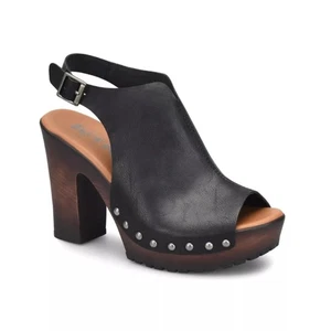 Sandalia Zueco Korks Arden 10M Cuero Negro Tachonado Plataforma Tacón Grueso KR0013709 - Imagen 1 de 10