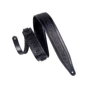 Leathers 2.5" Garment Leather Guitar Strap Florentine Emboss Design; Black (M... - Picture 1 of 8