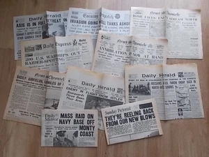 JOB LOT WW2 NEWSPAPERS D-Day Landings - Fall of Rome - End is Close - Picture 1 of 6