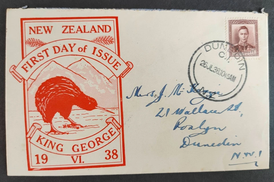 NEW ZEALAND 1938 1.5d RED KIWI FDC (JF) D38.3B - Image 1 of 1