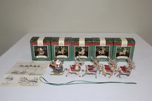 Hallmark Santa and His Reindeer Collection Adornos Juego Completo de 5 1992 - Imagen 1 de 8