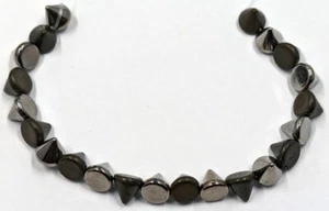 1 String Metallic Gray Hematite & Iron Pyrite Stud Cones 5mm 22 Pieces - Picture 1 of 7