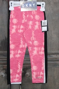 Girls DKNY 3 Pack Leggings Gray, Black, Pink Tie Dye Sz 4 NWT - Picture 1 of 6