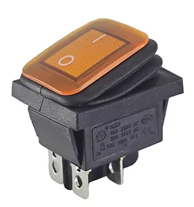 Interruptor basculante impermeable 2 polos (4 pines) ENCENDIDO-APAGADO 250V 16A amarillo iluminado - Imagen 1 de 6