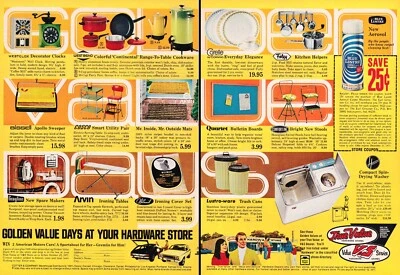 1971 Винтажная 2-страничная реклама истинное значение оборудование предметы домашнего обихода Corelle синий блеск Westclox - Изображение 1 из 4