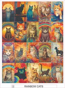 RAINBOW CATS  -  COMPLETE SHEET OF 20 STICKERS - Picture 1 of 1