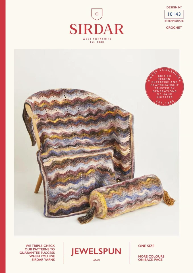 Sirdar Jewelspun Aran Blanket & Bolster Cushion Crochet Pattern - 10143