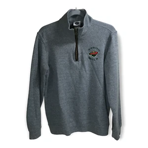 NHL Minnesota Wild Half Zip Pullover Small Gray Long Sleeves Embroidered - Picture 1 of 7
