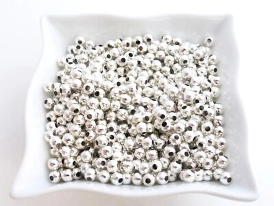 400 x 3mm Silver Colour Smooth Round Iron Spacer Beads Findings        (MBX0069) - Image 1 of 2