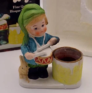 VTG Drummer Boy Bisque Figurine Candle Holder Christmas Luvkins Jasco 1978 EUC - Picture 1 of 7