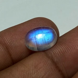 14x10x6 MM 7.7 Carat Natural Blue Fire Rainbow Moonstone Oval Shape Cabochon - Picture 1 of 6