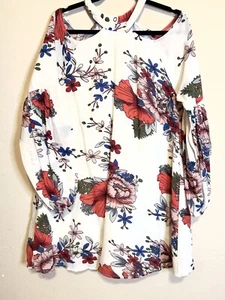 Umgee Floral Cold Shoulder Women's Tunic/Dress Multicolor w/long sleeve Size S - Picture 1 of 5