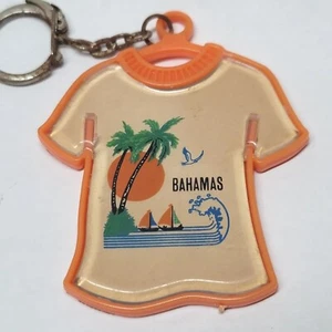 Vintage Bahamas Keychain Shape T-Shirt 70's Colors Palm Tree Sailboat Wave - Picture 1 of 9