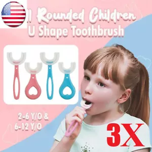1-3X Cepillo de Dientes Niños Bebé 360° Cepillo en Forma de U Limpiador de Dientes Oral 2-12v - Imagen 1 de 14