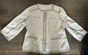 chicos Blazer/ jacket size 0, Animal Print Trim - Picture 1 of 6