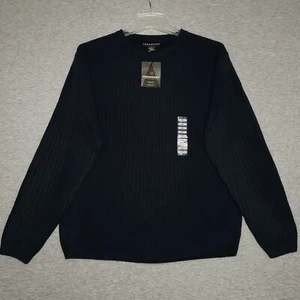 Consensus Sweater Men Large Rich Navy Blue Acrylic Ribbed Pullover Sweater NEW - Picture 1 of 9