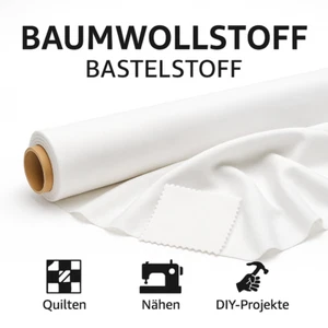 Baumwollstoff Meterware Weiß 160 cm breit (120 g/m²), 100% Baumwolle, OEKO-TEX® - Bild 1 von 6