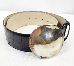 Robert Lee Morris Black Leather Alligator Sterling 925 Buckle Sz Sm RLM - Picture 1 of 5