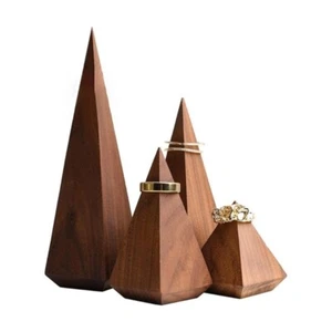 Stylish Ring Presentation Stand Set Portable Walnut Rack for Multiple Rings - Picture 1 of 8