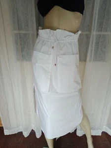 🚲SIZE 8 SHAKUHACHI WHITE GATHERED WAIST COTTON SKIRT BEST BUY DESIGNER CLOTHES - Picture 1 of 9