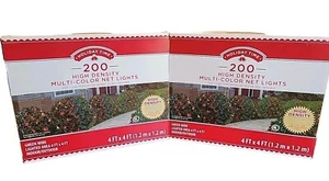 200 High Density Multi-Color Net Lights Holiday Time 4ft x 4ft Green Wire 2 SETS - Picture 1 of 8