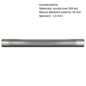 Tubo forato in acciaio inox da 76 mm per scarico silenziatore universale auto - Imagen 1 de 2
