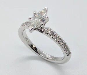 Marquise Forever One Moissanite Classic Solitaire Diamond Band Engagement Ring - Picture 1 of 2