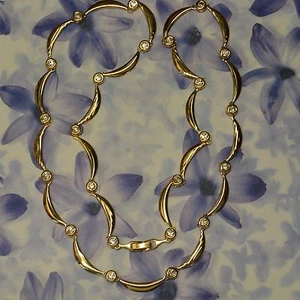 Dolly-Bijoux Fantaisie Chaine Ondulée de Diamant Cz 70 cm - 6 mm - 19Gr Signé SL - Picture 1 of 8