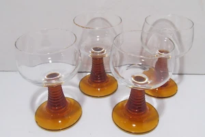 Bernstein Bienenstock gerippter Stiel 4 3/8" hoch Weingläser 4er Set - Bild 1 von 4
