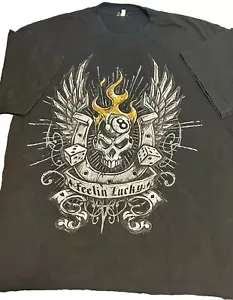 Camisa Y2K Vintage Calavera 8 Pelotas Dados Sentirse Suerte Motociclista Ropa de Calle Para Hombre’s Grande - Imagen 1 de 6