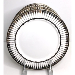 4 Dinner Plates Grace Teaware Black, Gray and Gold Geometric Design 10.… - Picture 1 of 5