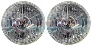 LHD Lucas P700 Shield Style 7" Tripod Tri-Bar Headlights Headlamps Halogen H4 - Picture 1 of 2