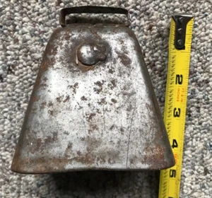 Antique Vintage USA OLD Rusty Metal Cow Bell Handmade Original 4" WORKS! CLANG! - Picture 1 of 7