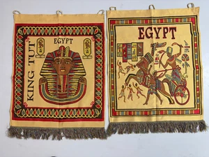 Egyptian Decor Cloth Fabric Banner King Ramses ll & King Tut 33” x 27” Each - Picture 1 of 3