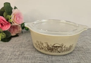 Vintage Mushroom Pyrex 472-B 750ml Oven Casserole Bowl Dish Forest Fancies W Lid - Picture 1 of 6