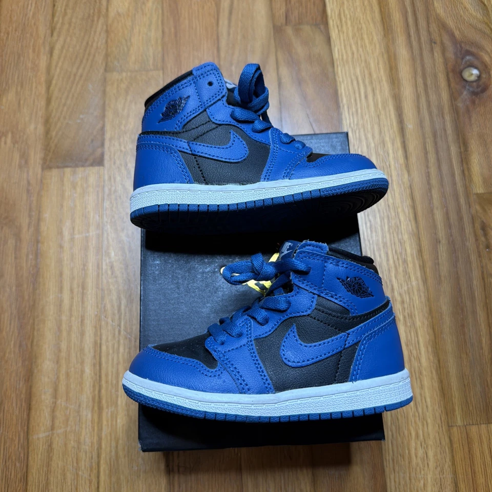 Nike Air Jordan 1 Retro Alto OG TD 'Azul Marino Oscuro' AQ2665-404 Niño Pequeño Talla 8C Foto 1 de 4