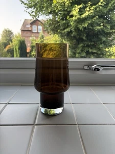 Riihimaki 1473 Vintage Brown Glass And Clear Glass Vase - Picture 1 of 3