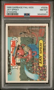 PSA 8 NM-MT 1988 Garbage Pail Kids OS13 JAY SPRAY #520b Sticker Card Puzzle - Picture 1 of 3