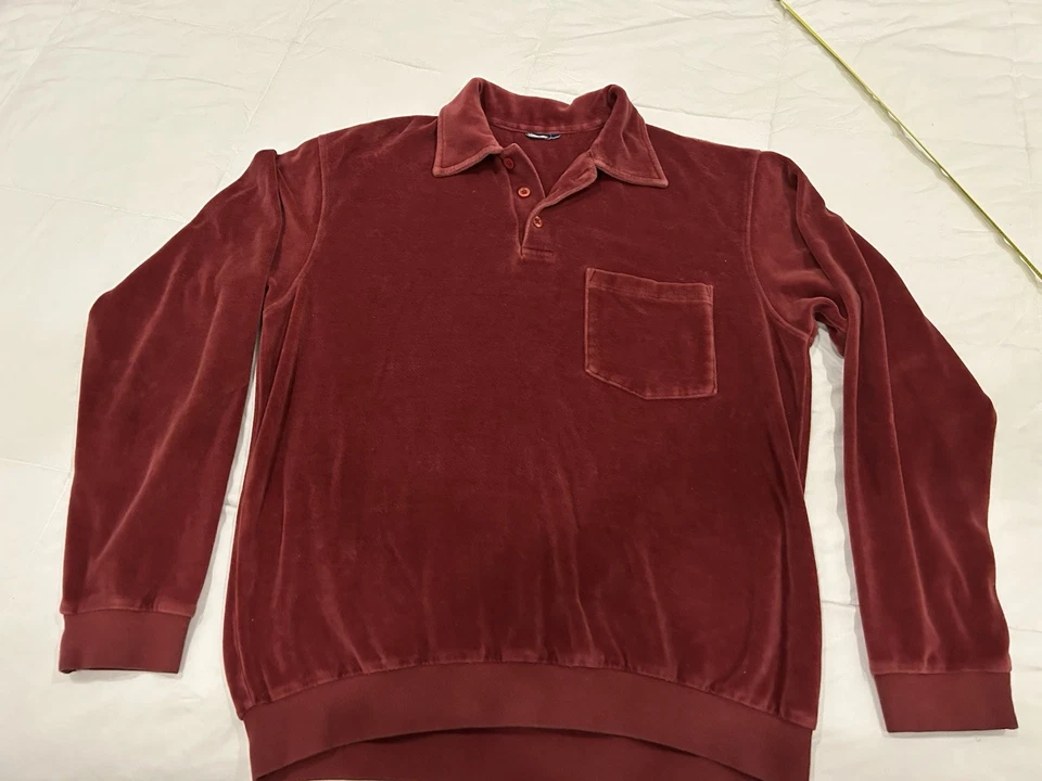 Camisa para Hombres John Blair XL Rojo Terciopelo Bandas Pullover Bolsillo De Colección Acogedora Foto 1 de 4