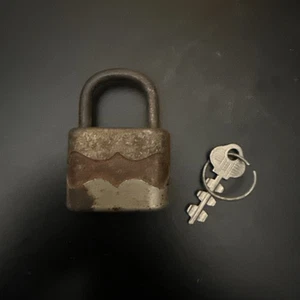 Lock Old Vintage Iron Padlock Push Lock Made In Germany collectible 45 mm - Picture 1 of 2