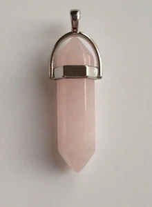 Natural Rose Quartz Crystal Gemstone Pendant Chain Jewelry Necklace 2RQ Findings - Picture 1 of 1