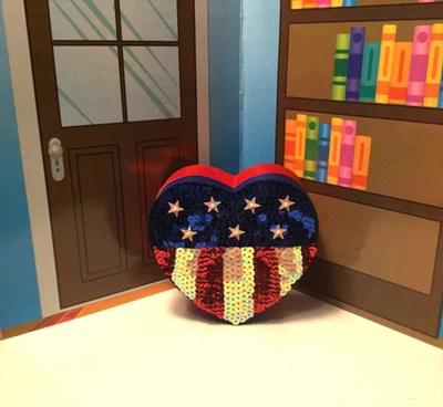 美国国旗亮片心形装饰盒 — 第 1/4 张图片
