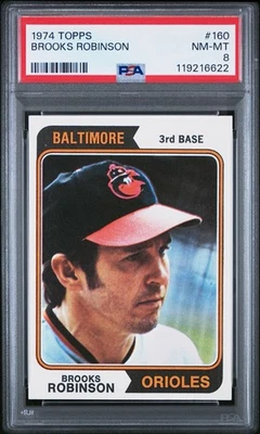 1974 TOPPS #160 BROOKS ROBINSON NM-MINT PSA 8 (PACK FRESH BEAUTIFUL CARD!) - Image 1 of 2