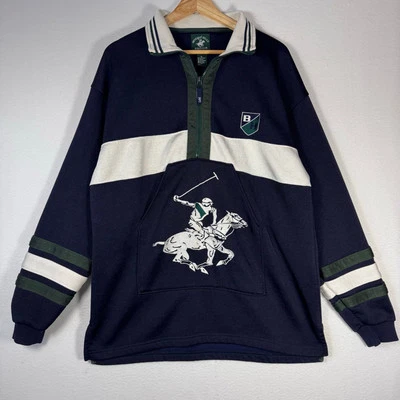 Pullover ecuestre vintage BEVERLY HILLS POLO CLUB para hombre con cuello de pony XL Foto 1 de 4