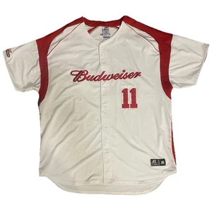 Vintage Budweiser Baseball Trikot Russell Athletic Dri-Power XL rot weiß #11 - Bild 1 von 6