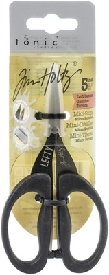 2 Pack - Tim Holtz Non-Stick Titanium Micro Serrated Mini Snips 5"-Left-Handed - - Image 1 of 4
