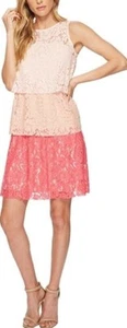 Taylor Womens Triple Tier Lace Sleeveless Flounce Shift Dress Size 6 Pink Ombre - Picture 1 of 9